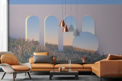 Wallpaper modern architecture landscape 3D-0127