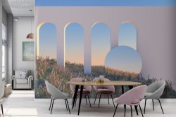 Wallpaper modern architecture landscape 3D-0127