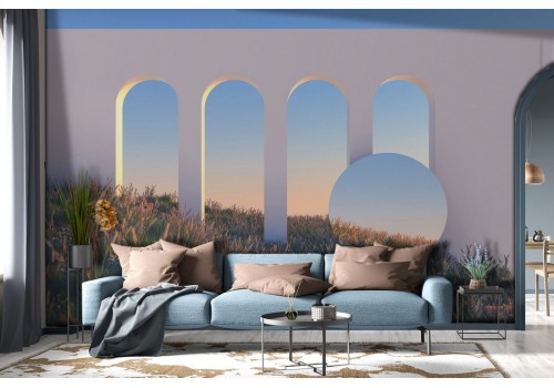 Wallpaper modern architecture landscape 3D-0127