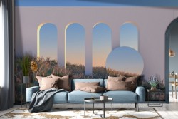 Wallpaper modern architecture landscape 3D-0127