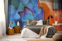 Butterfly Wallpaper on Violin Nature Illustration-0128