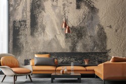 Industrial Plaster Wallpaper in Black and Beige-0137