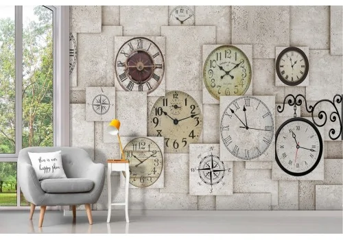 Carta da Parati orologi astratti illustrazone moderna 2