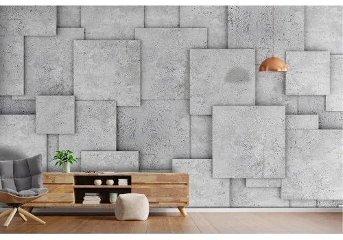 3D concrete surface wallpaper squares