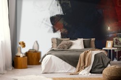 Modern wallpaper decoration in blue and red color-0161