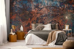 Vintage Wallpaper Decoration Red Flowers-0163