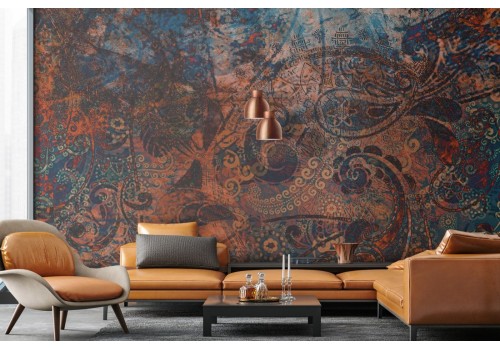 Vintage Wallpaper Decoration Red Flowers-0163 2