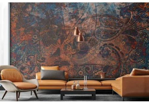 Vintage Wallpaper Decoration Red Flowers-0163 2