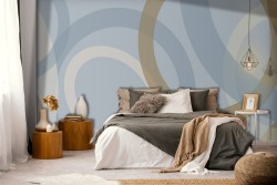 Geometric decoration wallpaper blue circles-0166
