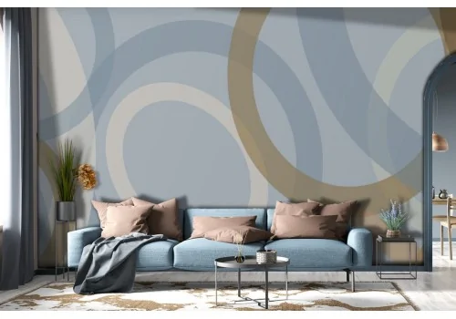 Wallpaper geometric decoration blue circles-0166