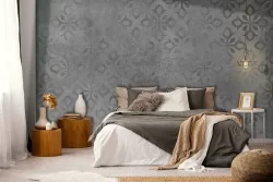 Carta da Parati geometria vintage grigio-0178