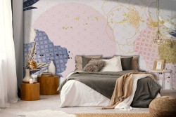 Wallpaper flowers gold, white and pink finishes nature-0184