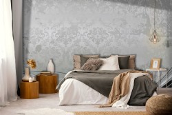 Damask wallpaper gray and black vintage waves-0191