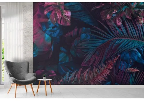 Modern neon tropical leaves nature wallpaper 2