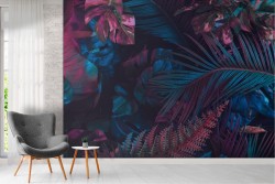 Modern neon tropical leaves nature wallpaper