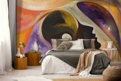 Abstract Art Wallpaper Painted Faces-0195