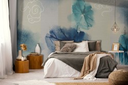 Carta da Parati fiori blu natura design-0221