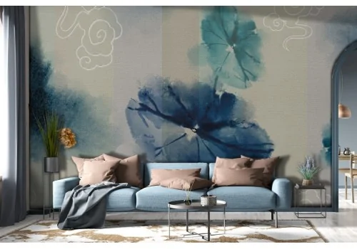 Blue flowers nature design wallpaper-0221