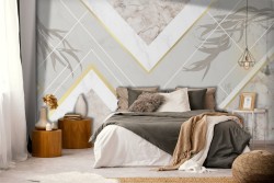 Carta da Parati design marmo foglie-0240