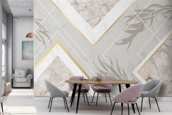 Carta da Parati design marmo foglie-0240