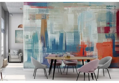 Abstract modern wallpaper painted orange and blue-0242
