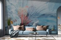 Carta da Parati fiore raffinata azzurro-0258