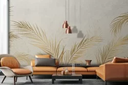Carta da Parati palme foglie tropicali oro luxury-0265