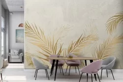 Carta da Parati palme foglie tropicali oro luxury-0265