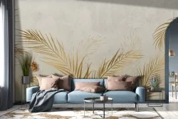 Carta da Parati palme foglie tropicali oro luxury-0265