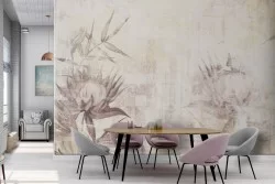 Carta da Parati fiori natura illustrazione vintage-0269