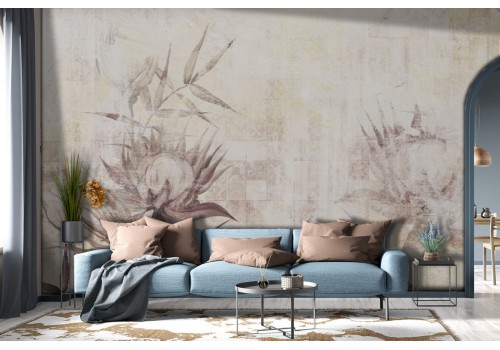 Carta da Parati fiori natura illustrazione vintage-0269 2