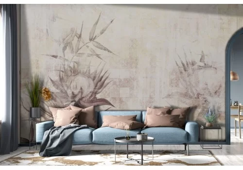 Carta da Parati fiori natura illustrazione vintage-0269 2