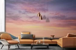 Carta da Parati tramonto rosa montagne paesaggio-0272