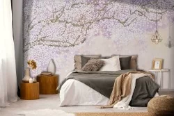 Wallpaper tree in bloom nature pink illustration-0273