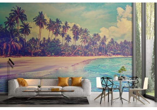 Tropical landscape wallpaper beach and palm trees