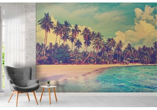 Tropical landscape wallpaper beach and palm trees 2