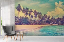 Carta da Parati paesaggio tropicale spiaggia e palme