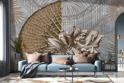 3D Vintage Flowers Wallpaper