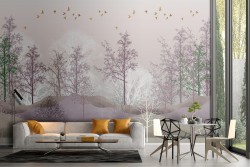 Stylized forest wallpaper in mountain nature