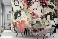 Carta da Parati Design e Stili Dipinti e Acquerelli Moderna