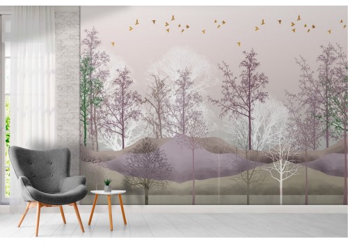 Stylized forest wallpaper in mountain nature 2