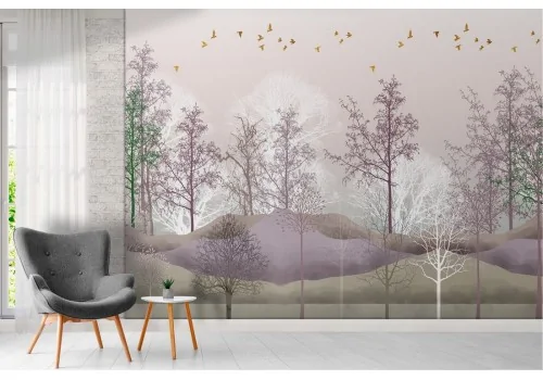 Stylized forest wallpaper in mountain nature 2