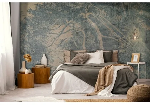 Wallpaper forest nature vintage illustration-0292