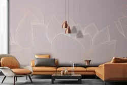 Carta da Parati fiore loto rosa e oro luxury-0293