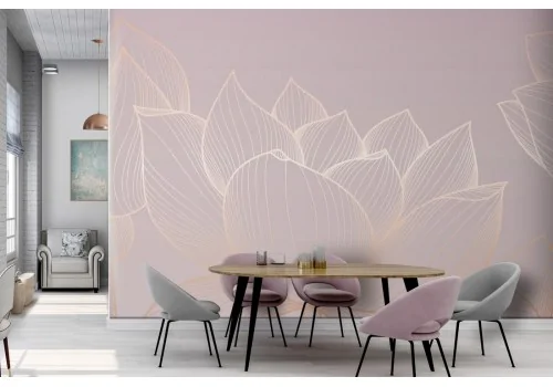 Pink and gold luxury lotus flower wallpaper-0293 2