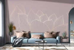 Carta da Parati fiore loto rosa e oro luxury-0293