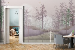 Stylized Nature Mountain Forests and Trees Wallpaper