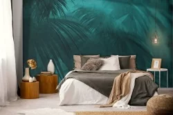 Tropical leaves nature wallpaper in green oil-0295