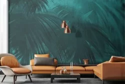 Tropical leaves nature wallpaper in green oil-0295