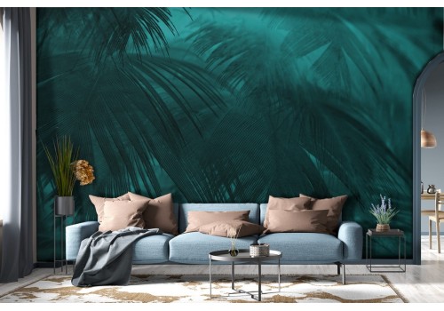 Tropical leaves nature wallpaper in green oil-0295 2